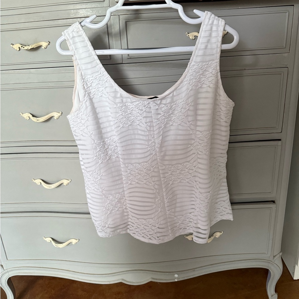 White dress-up duo. Tank and see-through over-jacket. Rhinestones on the cuffs. - Picture 5 of 14